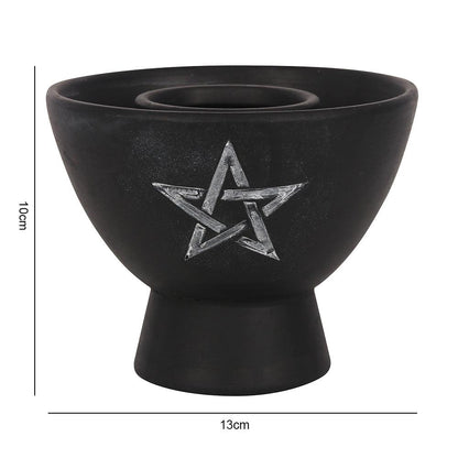 Black Pentagram Terracotta Smudge Bowl - DuvetDay.co.uk