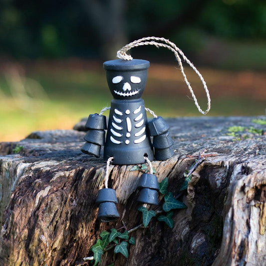 Black Skeleton Terracotta Pot Man - DuvetDay.co.uk