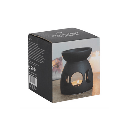 Black Triple Moon Cut Out Oil Burner - DuvetDay.co.uk