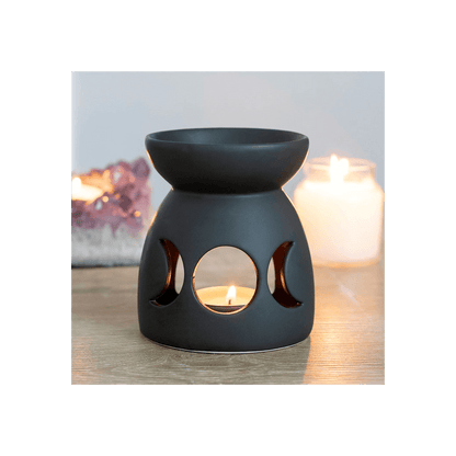 Black Triple Moon Cut Out Oil Burner - DuvetDay.co.uk