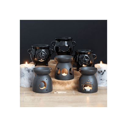Black Triple Moon Cut Out Oil Burner - DuvetDay.co.uk