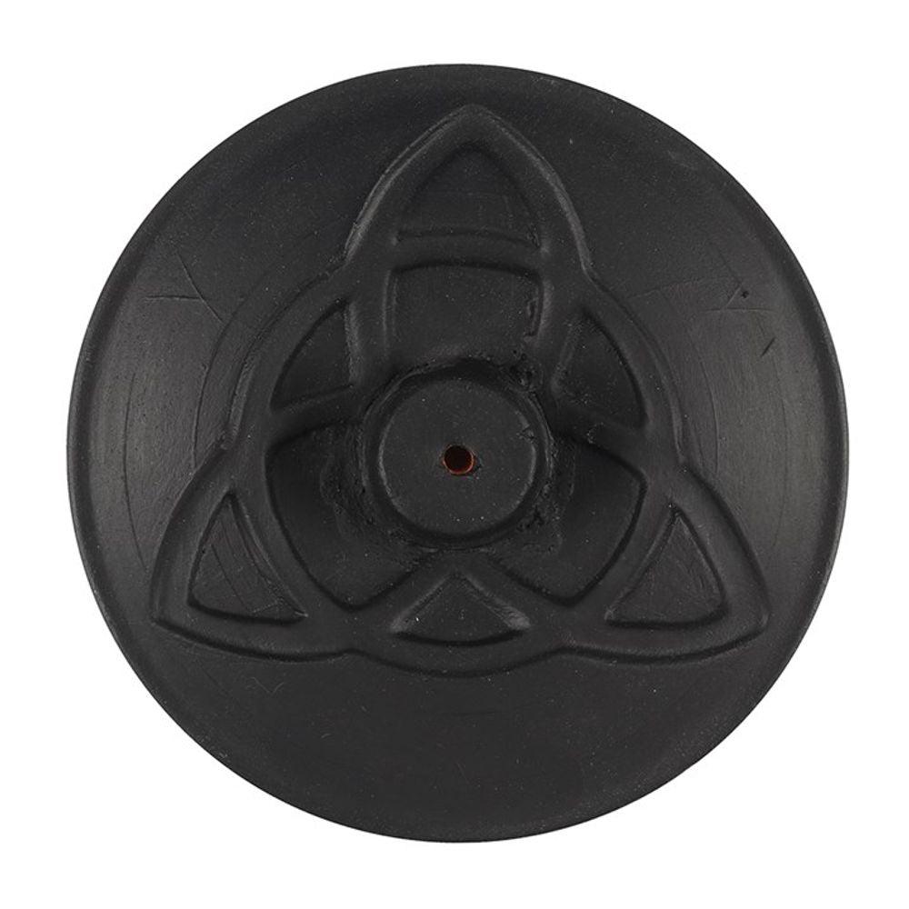 Black Triquetra Terracotta Incense Plate - DuvetDay.co.uk