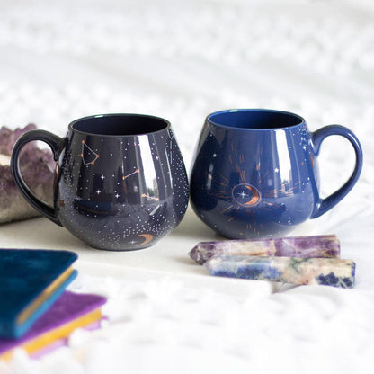Blue Crescent Moon Rounded Mug - DuvetDay.co.uk