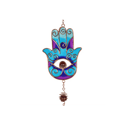 Blue Hand of Hamsa Windchime - DuvetDay.co.uk