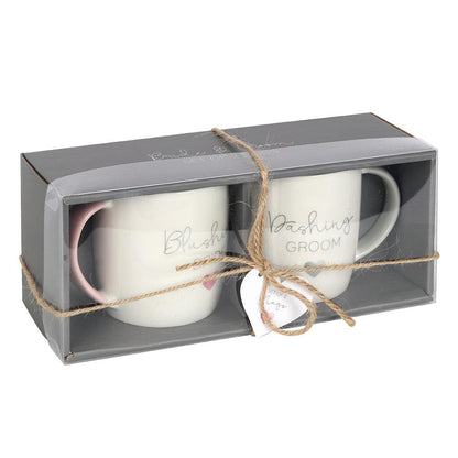 Blushing Bride Dashing Groom Ceramic Mug Set - DuvetDay.co.uk