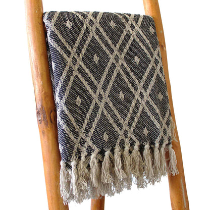 Boho Comfort Throws - 125x150cm - Black & Biege Regency - DuvetDay.co.uk