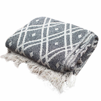 Boho Comfort Throws - 125x150cm - Black & Biege Regency - DuvetDay.co.uk