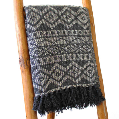 Boho Comfort Throws - 125x150cm - Grey Geometric - DuvetDay.co.uk
