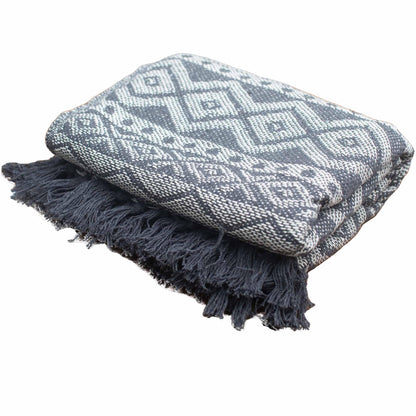 Boho Comfort Throws - 125x150cm - Grey Geometric - DuvetDay.co.uk