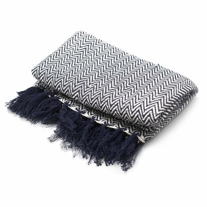 Boho Comfort Throws - 125x150cm - Navy Zigzag - DuvetDay.co.uk