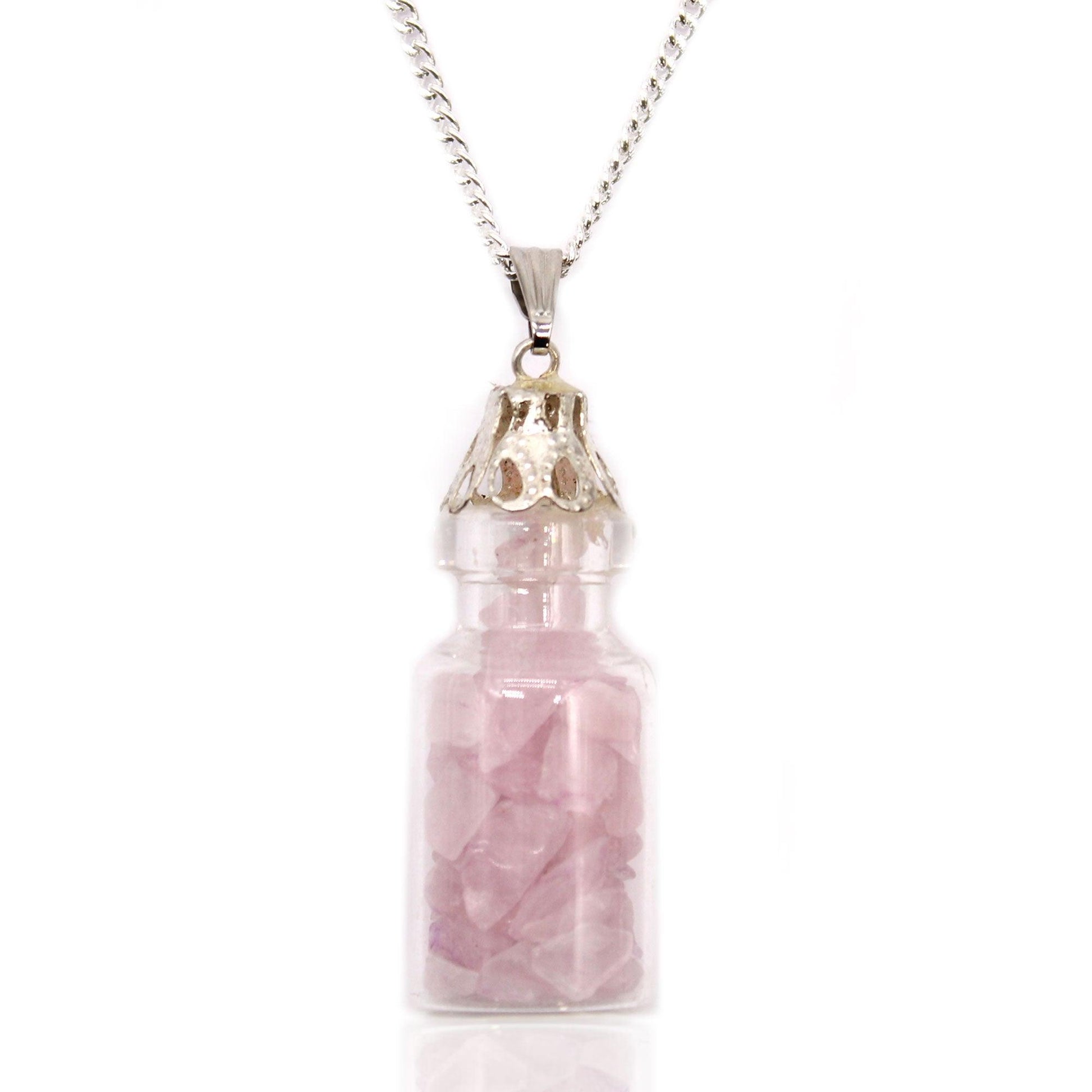 Bottled Gemstones Necklace - Rose Quartz - DuvetDay.co.uk