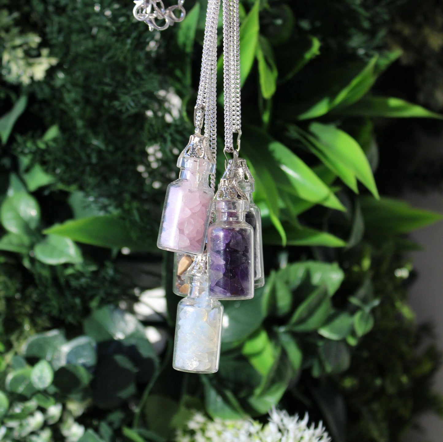 Bottled Gemstones Necklace - Rose Quartz - DuvetDay.co.uk