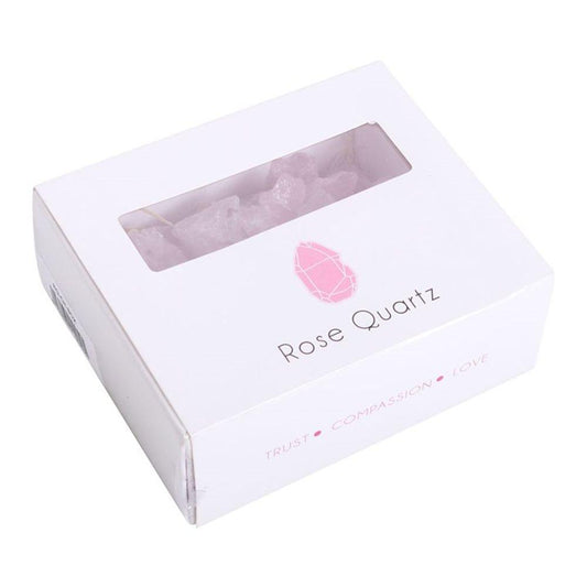 Box of Rose Quartz Rough Crystal Chips - DuvetDay.co.uk