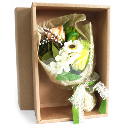 Boxed Hand Soap Flower Bouquet - Greens - DuvetDay.co.uk