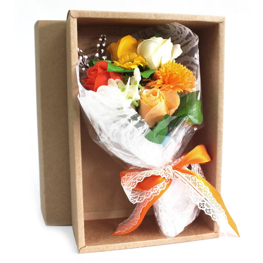 Boxed Hand Soap Flower Bouquet - Orange - DuvetDay.co.uk