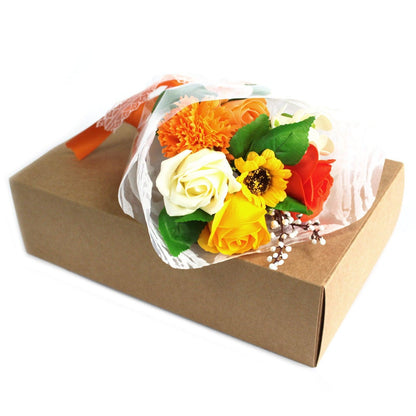Boxed Hand Soap Flower Bouquet - Orange - DuvetDay.co.uk
