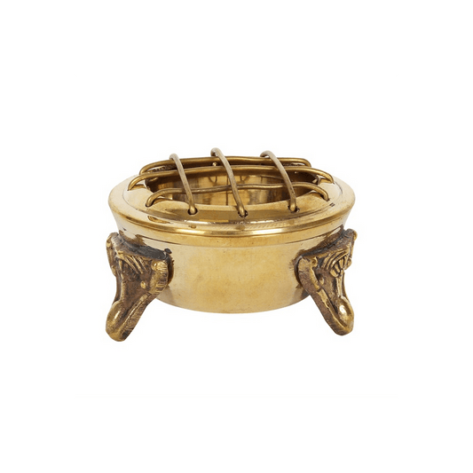 Brass Screen Top Incense Burner with Feet - DuvetDay.co.uk