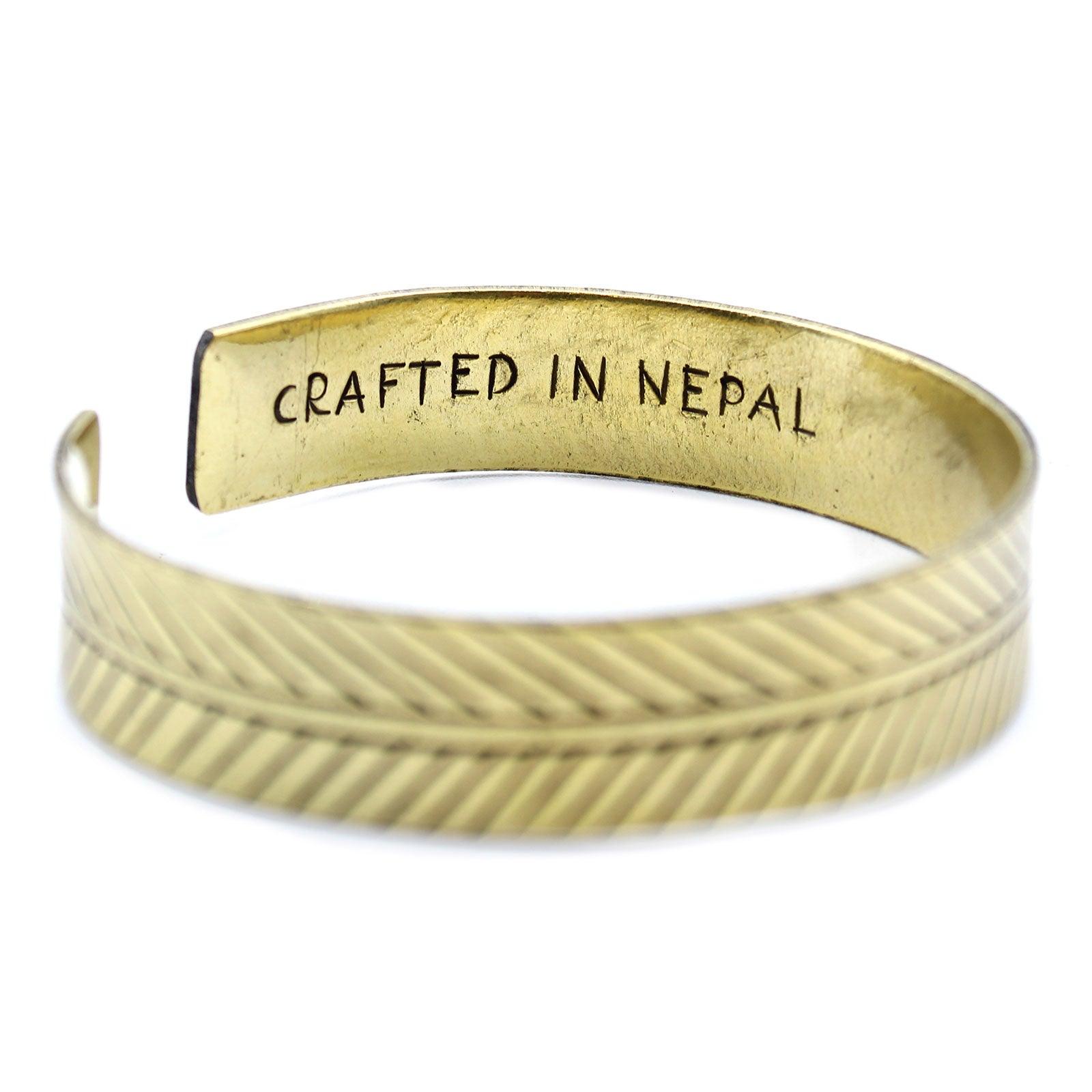 Brass Tibetan Bracelet - Wide Tribal Leaf