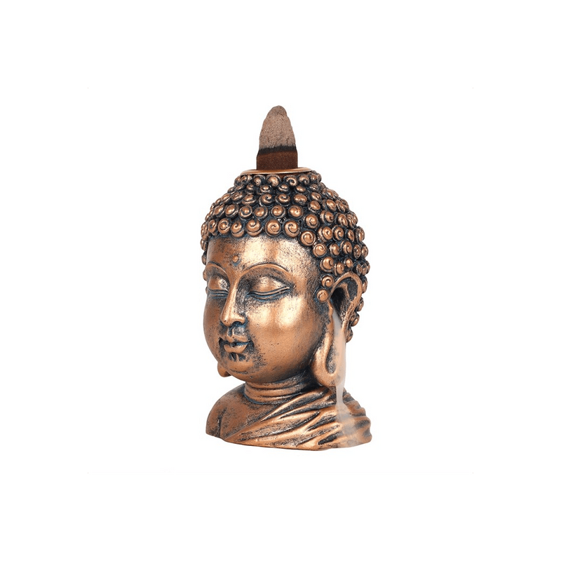 Bronze Buddha Head Backflow Incense Burner - DuvetDay.co.uk