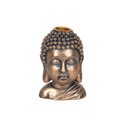 Bronze Buddha Head Backflow Incense Burner - DuvetDay.co.uk