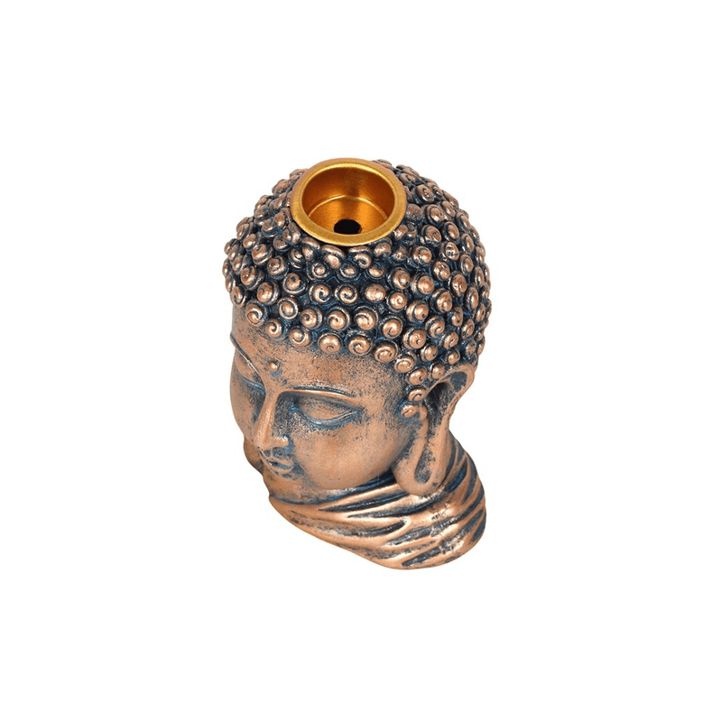 Bronze Buddha Head Backflow Incense Burner - DuvetDay.co.uk