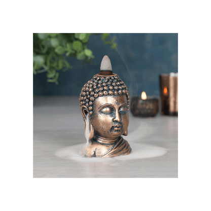 Bronze Buddha Head Backflow Incense Burner - DuvetDay.co.uk