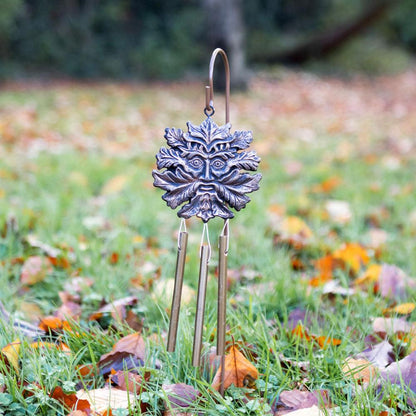 Bronze Effect Green Man Windchime Stake - DuvetDay.co.uk