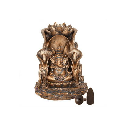 Bronze Ganesh Backflow Incense Burner - DuvetDay.co.uk