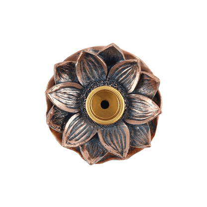 Bronze Lotus Backflow Incense Burner - DuvetDay.co.uk