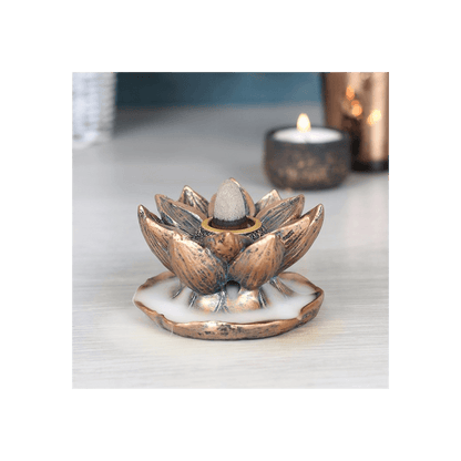 Bronze Lotus Backflow Incense Burner - DuvetDay.co.uk