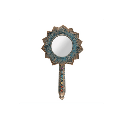 Bronze Lotus Flower Chakra Hand Mirror