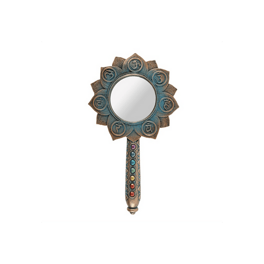 Bronze Lotus Flower Chakra Hand Mirror - DuvetDay.co.uk