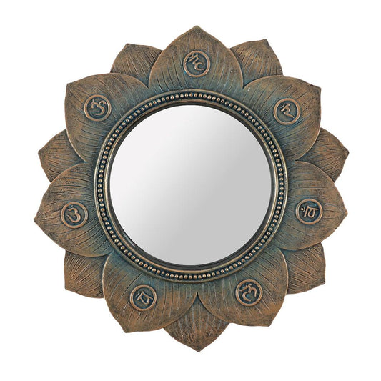 Bronze Lotus Flower Chakra Wall Mirror - DuvetDay.co.uk
