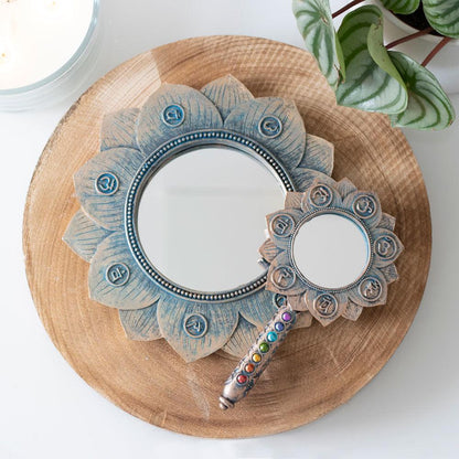 Bronze Lotus Flower Chakra Wall Mirror - DuvetDay.co.uk
