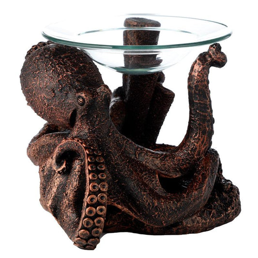 Bronze Octopus Resin Oil and Wax Burner with Glass Dish - DuvetDay.co.uk