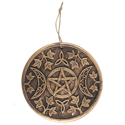 Bronze Terracotta Triple moon plaque - DuvetDay.co.uk