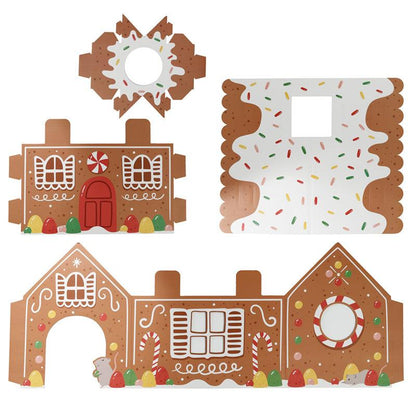 Cardboard Cat Den Playhouse - Christmas Gingerbread House - DuvetDay.co.uk