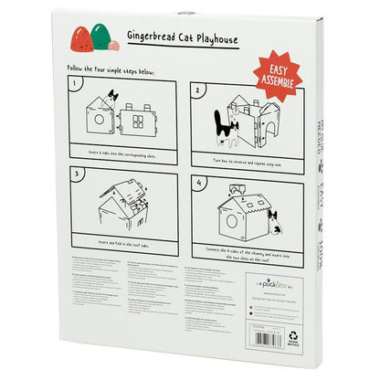 Cardboard Cat Den Playhouse - Christmas Gingerbread House - DuvetDay.co.uk