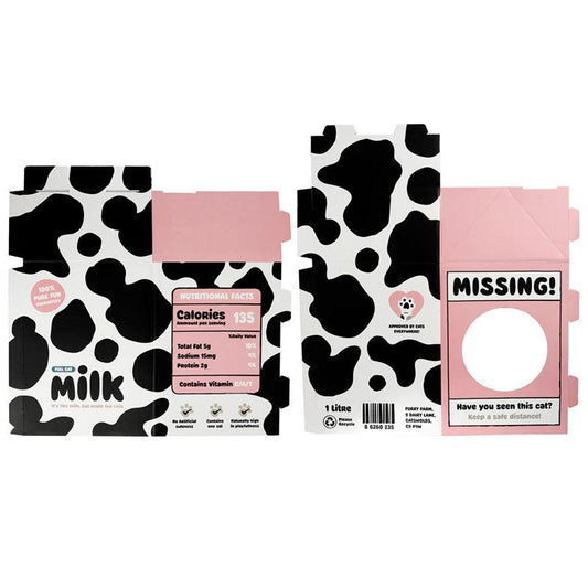 Cardboard Cat Den Playhouse - Milk Carton - DuvetDay.co.uk