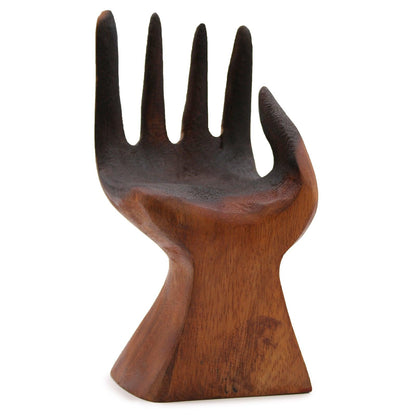 Carved Hand with Molten Glass Bowl - DuvetDay.co.uk