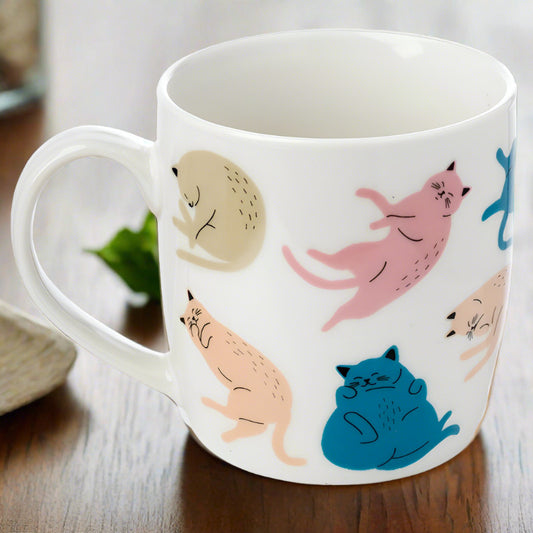 Cat's Life Porcelain Mug - DuvetDay.co.uk