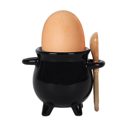 Cauldron Egg Cup with Broom Spoon - DuvetDay.co.uk