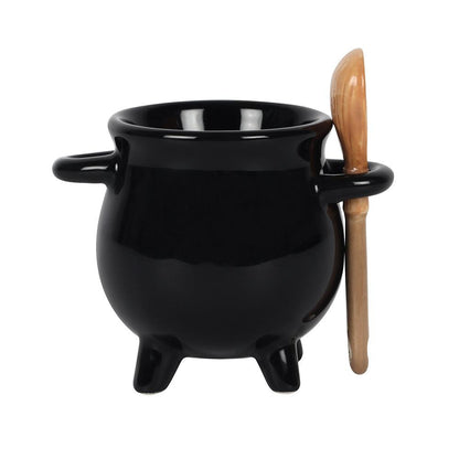 Cauldron Egg Cup with Broom Spoon - DuvetDay.co.uk