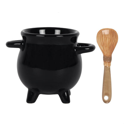 Cauldron Egg Cup with Broom Spoon - DuvetDay.co.uk