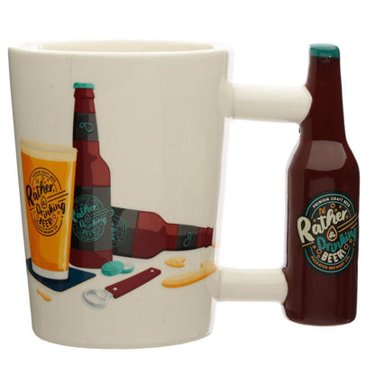 Ceramic Beer Bottle Shaped Handle Mug - DuvetDay.co.uk