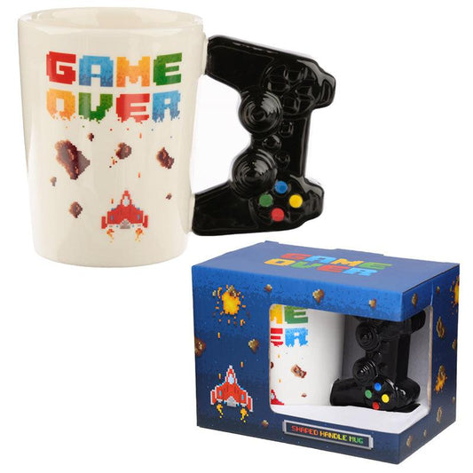 Ceramic Game Over Shaped Handle Mug - DuvetDay.co.uk