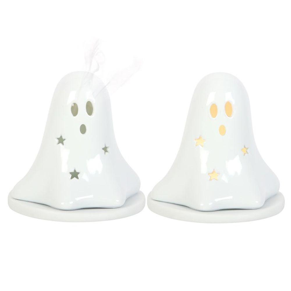 Ceramic Ghost Tealight and Incense Cone Holder - DuvetDay.co.uk