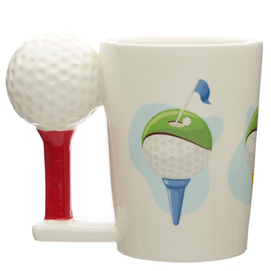 Ceramic Golf Ball and Tee Shaped Handle Mug - DuvetDay.co.uk