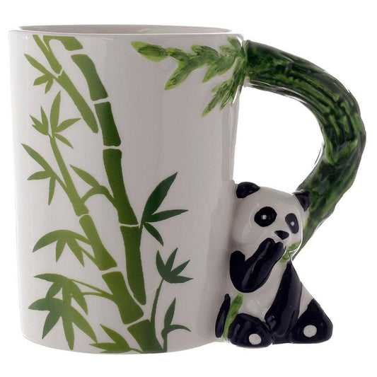 Ceramic Jungle Mug with Panda and Bamboo Handle - DuvetDay.co.uk
