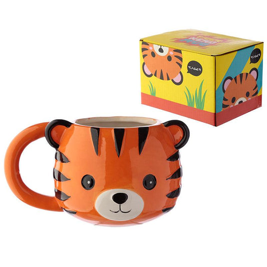 Ceramic Shaped Head Mug - Adoramals Tiger - DuvetDay.co.uk